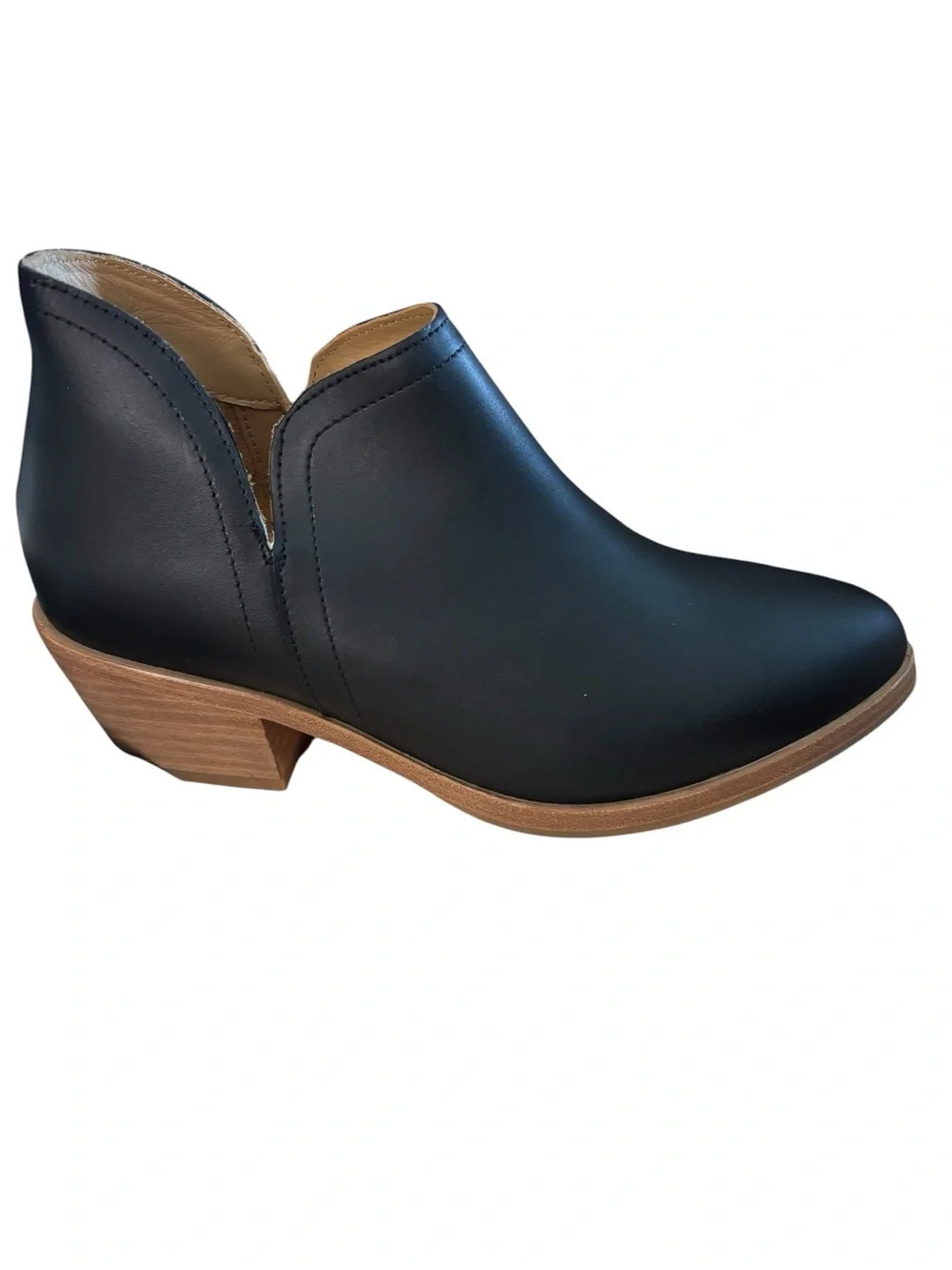 Nisolo Mia Black Leather Low Stacked Heel Chelsea Ankle Boots New in Dustbag